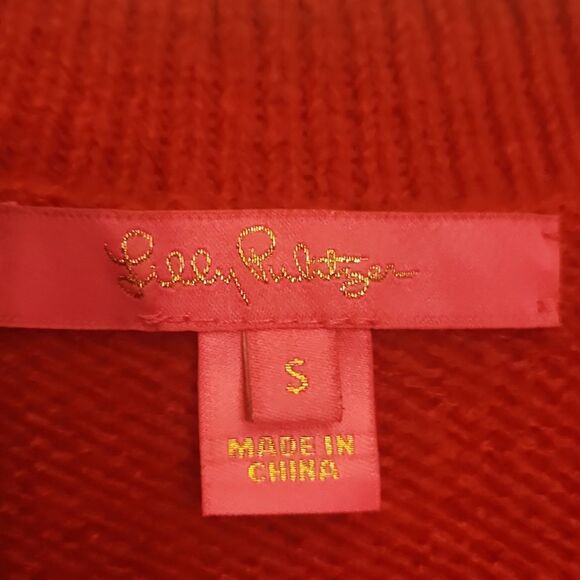 Lilly Pulitzer "Leonette" Cardigan Sweater Wool Blend in "Amaryllis" Size S - Picture 2 of 11